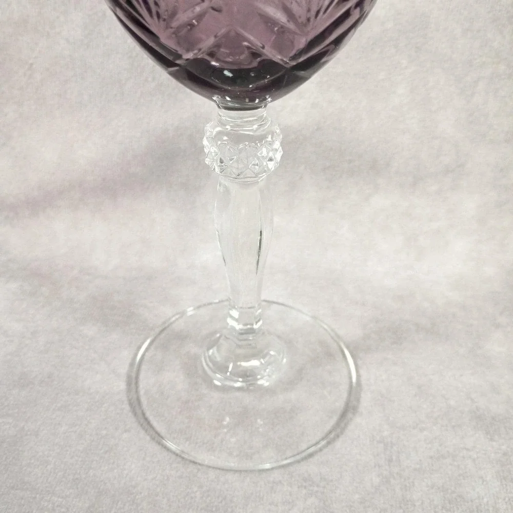 Set of 2 Cristal D'Arques Durand  Amethyst Purple Water/Wine Goblet Glass